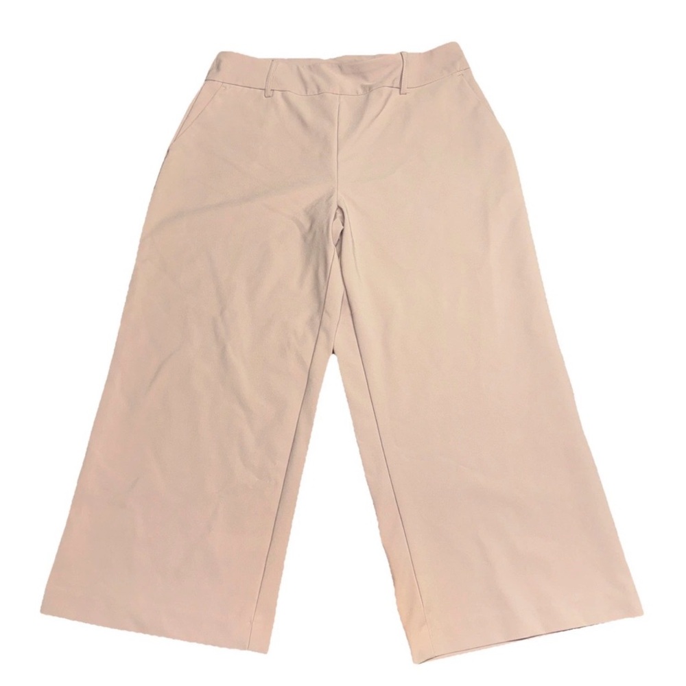 JL Atelier Pull On Large Dusty Rose Pink Wide Leg Trousers Preppy Business Comfy